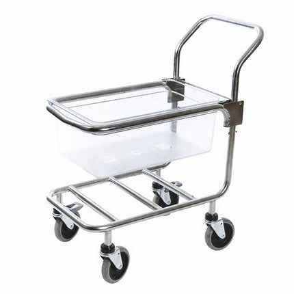 Hallde Container Trolley, Stainless Steel, with handle, lockable wheels, adjustable level to suit gastronorm container 1/1-200.
