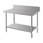 Vogue 304 Grade Premium Stainless Steel Table with Splashback 600mm Depth