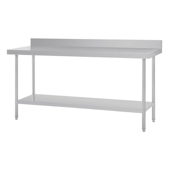 Vogue 304 Grade Premium Stainless Steel Table with Splashback 600mm Depth