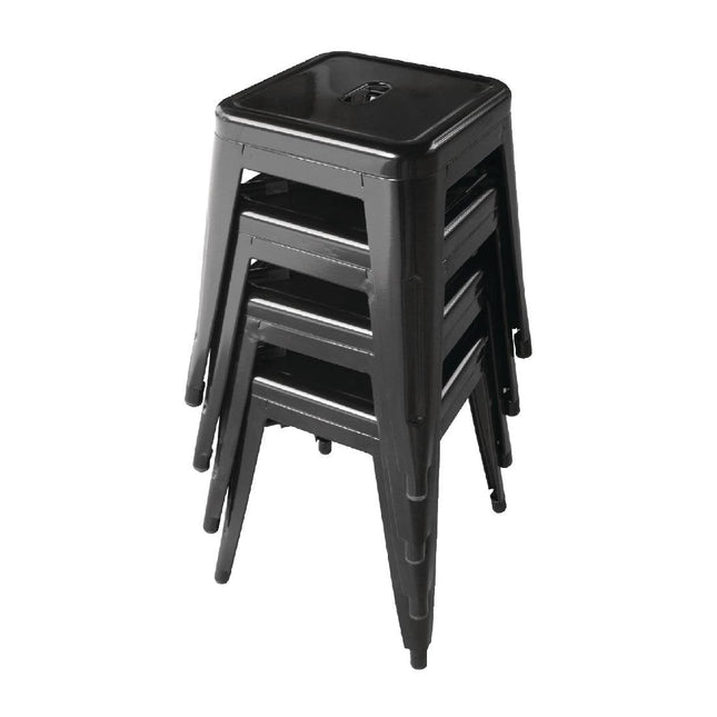 Bolero Low Metal Bar Stools Black (Pack of 4)