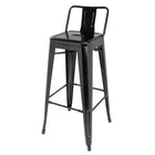 Bolero High Metal Bar Stools with Back Rests Black (Pack of 4)