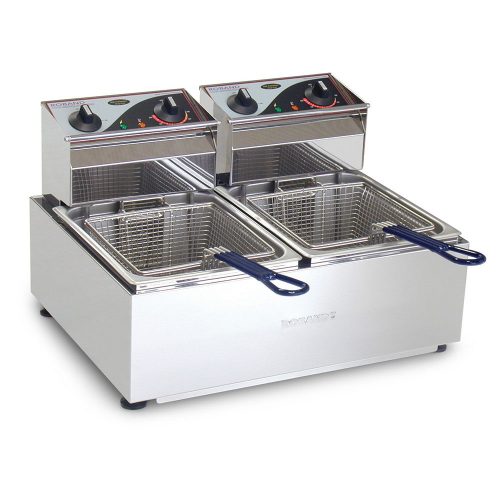 Roband Double Pan Fryer 2 x 5lt stainless fryer with dual baskets and simple controls for Double Pan Fryer use.