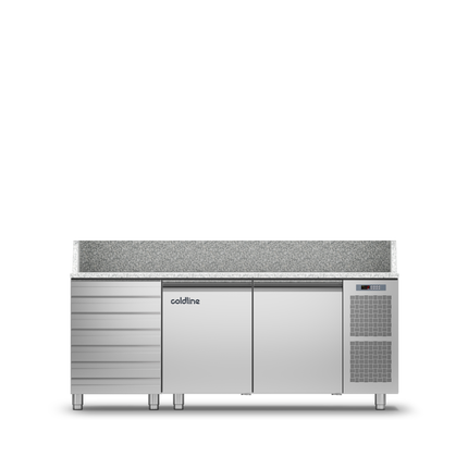 Coldline 2 Door + Drawers Pizza Preparation Counter with Granite worktop -2•+8•C TZ13/1MC