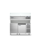 Coldline 1 Door + Drawers Pizza Preparation Counter with Granite worktop -2•+8•C and Display Case -2 +10•C TZ09/1MC VP