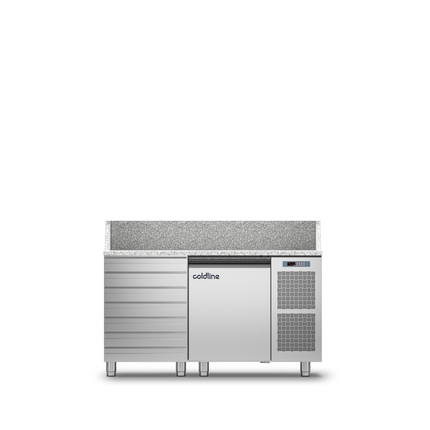 Coldline 1 Door + Drawers Pizza Preparation Counter with Granite worktop -2•+8•C TZ09/1MC