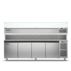 Coldline 4 Door Pizza Preparation Counter with Granite worktop -2•+8•C and Display Case -2 +10•C TZ21/1M VP