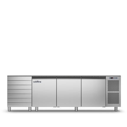 Coldline 3 Door + Drawers Pizza Preparation Counter with no worktop -2•+8•C TZS17/1MC