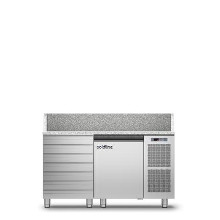 Coldline 1 Door + Drawers Pizza Preparation Counter with Granite worktop -2•+8•C TZ09/1MC