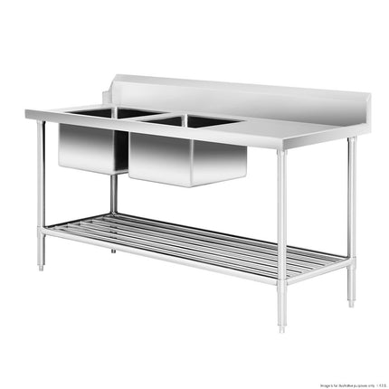 Modular Systems DSBD7-1800L/A Left Inlet Double Sink Dishwasher Bench — angle view