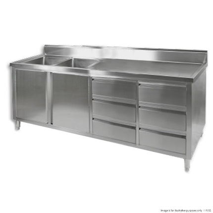 Modular Systems DSC-2400L-H 2400mm Kitchen Tidy Cabinet Double Left Sinks