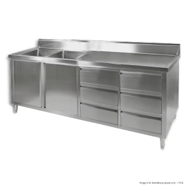 Modular Systems DSC-2400L-H 2400mm Kitchen Tidy Cabinet Double Left Sinks