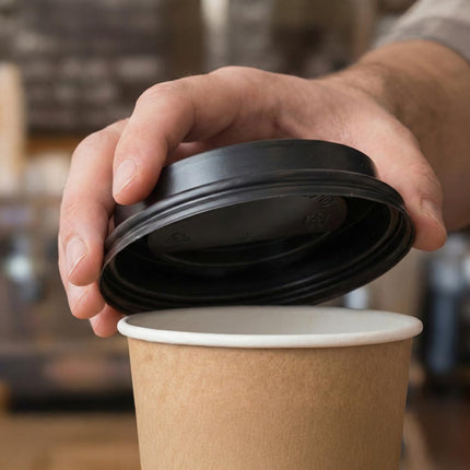 PakMax Black PS Coffee Cup Enclosure Lids