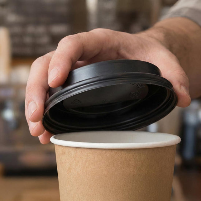 PakMax Black PS Coffee Cup Enclosure Lids