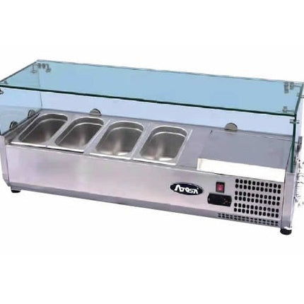 Atosa VRX GN1/4 x 5 Glass Salad Bench Countertop Prep Fridge 1200/330 ESL3880