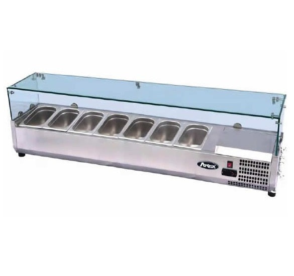 Atosa VRX GN1/3 x 7 Glass Salad Bench Countertop Prep Fridge 1600/380 ESL3886