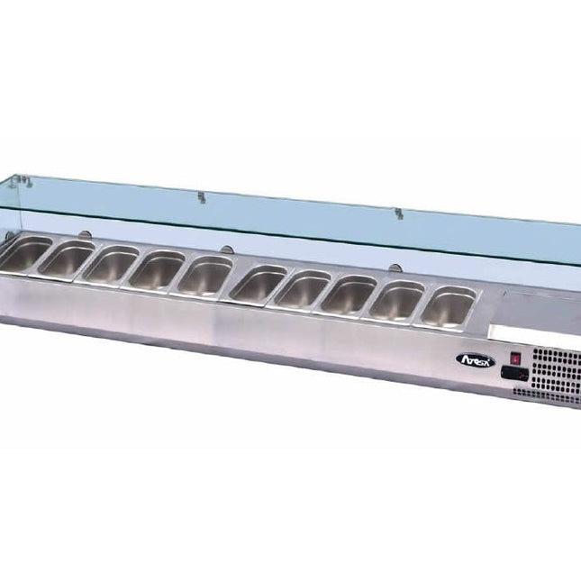 Atosa VRX GN1/4 x 10 Glass Salad Bench Countertop Prep Fridge 2000/330 ESL3889