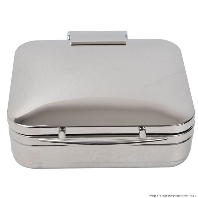 Kingo KGJ306G square chafing dish with steel lid (2nds) — front view