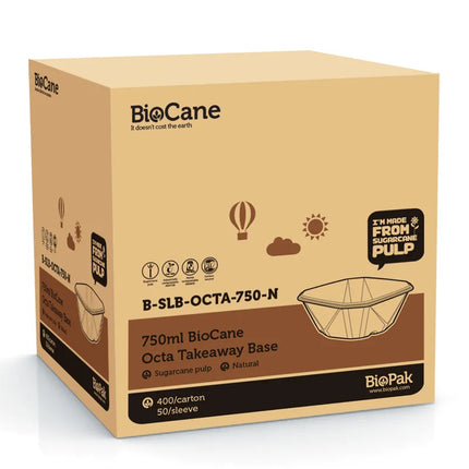 BioPak B-SLB-OCTA-750-N-PF 750ml octa base natural