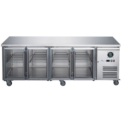 FED-X Four Glass Door Bench Fridge XUB7C22G4V - XUB7C22G4V
