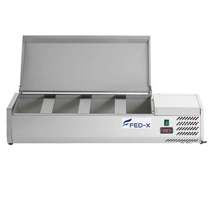 FED-X 1200mm Countertop Prep Fridge Salad Bench Stainless Lid XVRX1200/380S