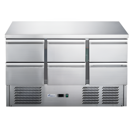 FED-X Six Drawer Compact Workbench Fridge XGNS1300-6D - XGNS1300-6D
