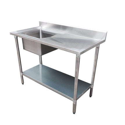 F.H.E 304 Grade Stainless Steel Economic Range Single Sink Bench - Left Sink - 1200-6-SSBL