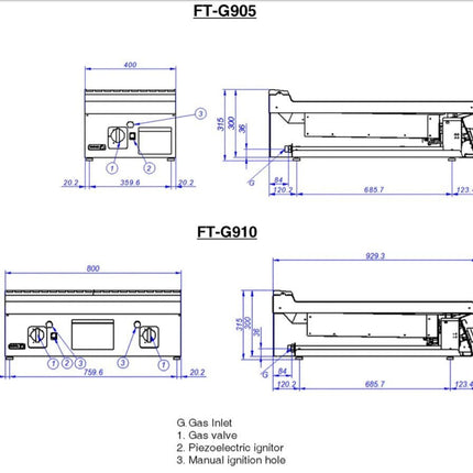 Fagor 900 Series Natural Gas Chrome 2 Zone Fry Top Griddle FTG-C9-10L