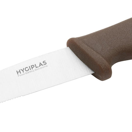 Hygiplas Vegetable Knife Serrated Brown 102mm