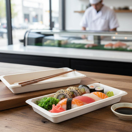 PakMax Sugarcane Sushi Trays