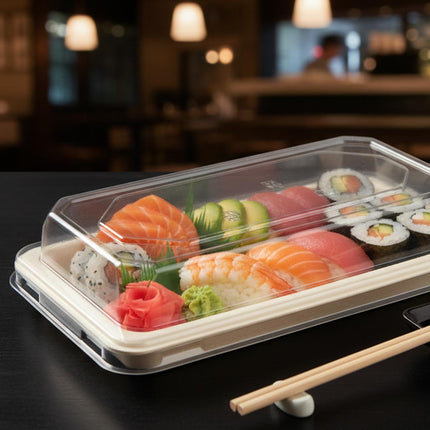 PakMax PET Lids for Sugarcane Sushi Trays