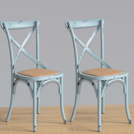 Bolero Blue Wooden Dining Chairs with Backrest (Pack of 2)