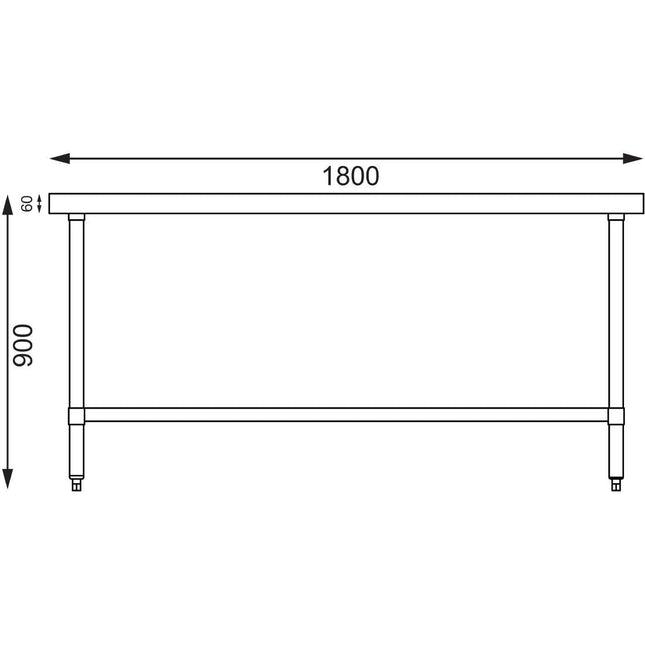 Vogue 304 Grade Stainless Steel Centre Table 900mm Depth