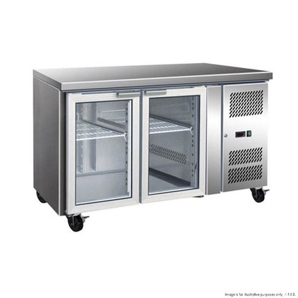 Thermaster GN2100TNG 2 Glass Door Gastronorm Bench Fridge