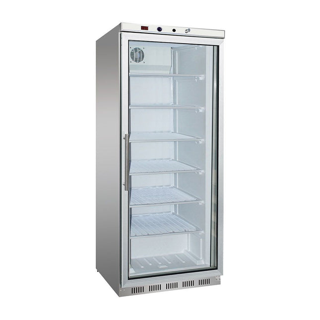 Thermaster HF600G S/S upright display freezer — front view