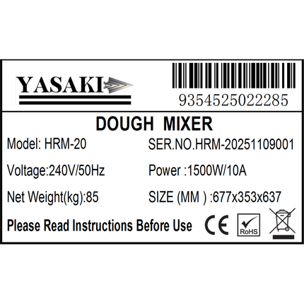 Yasaki HRM-20 17L tilting head dough mixer - view 10