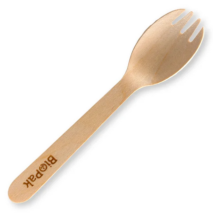 BioPak HY-16C 16cm spork, FSC 100% wood