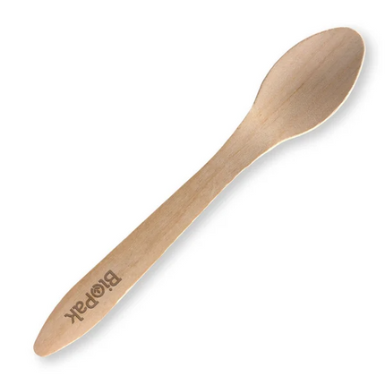 BioPak HY-19S-COATED 19cm coated spoon, FSC 100% wood