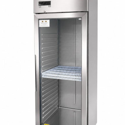 Simco JCF40FSGR upright single glass door display freezer — front view