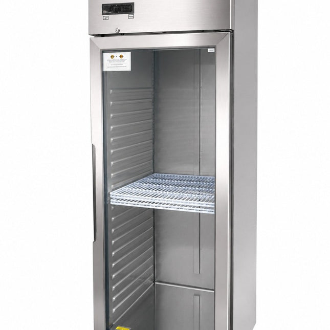 Simco JCF40FSGR upright single glass door display freezer — front view
