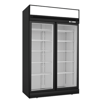 Thermaster 1006L Black Upright Double Glass Door Display Freezer LG-1006DF
