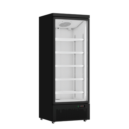 Thermaster 459L Single Glass Door Supermarket Fridge Black LG-600BGBM