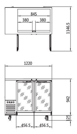 Atosa Glass Door Back Bar Fridge MBB59G-SM