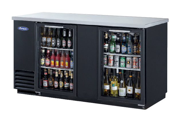 Atosa 2 Door Refrigerated Black Back Bar Cooler with Glass Door