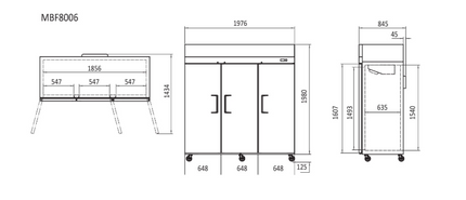 Atosa Top Mounted Three Door Fridge 1968L MBF8006