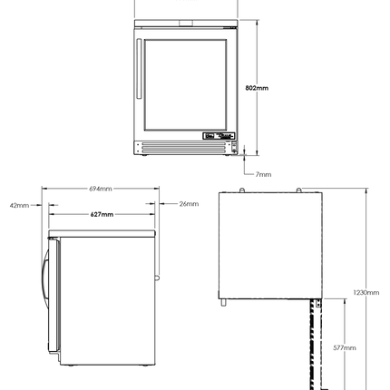 True Undercounter Foodservice Refrigerator 1 Glass Swing Door - 158L TUC-24G-HC~FGD01-TR