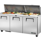 True Prep Table 30x 1/6 Top Pans 3 Solid Swing Doors - 538L TSSU-72-30M-B-ST-HC-TR