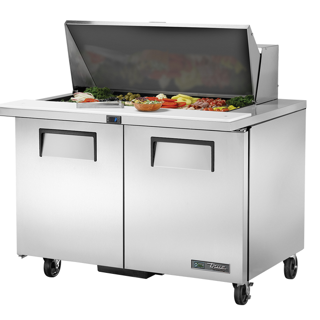 True Prep Table 18x 1/6 Top Pans 2 Solid Swing Doors - 340L TSSU-48-18M-B-HC-TR