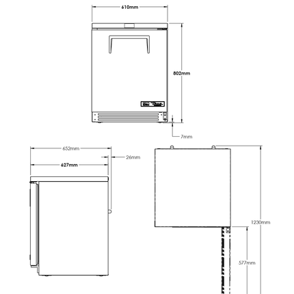 True Undercounter Foodservice Refrigerator 1 Solid Swing Door - 158L TUC-24-HC-TR