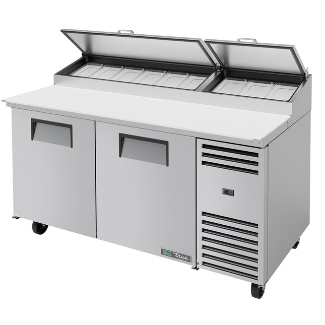 True Pizza Prep Table 9x 1/3 Top Pans 2 Solid Swing Doors TPP-AT-67-HC-TR