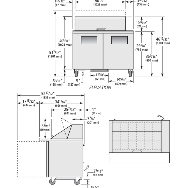True Prep Table 18x 1/6 Top Pans 2 Solid Swing Doors - 340L TSSU-48-18M-B-HC-TR